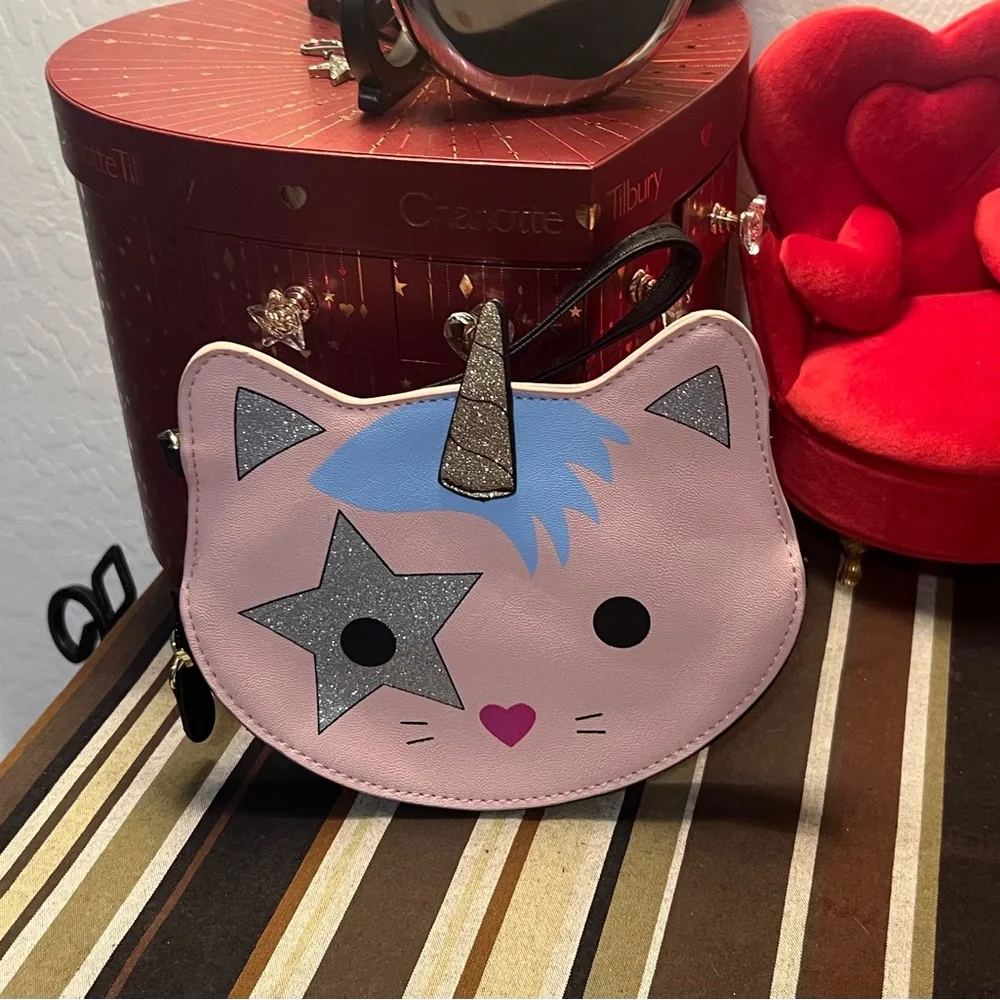 Luv Betsey Pink and Gray Unicorn Cat Wristlet Betsey Johnson